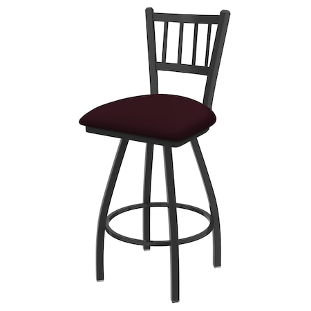 Holland Bar Stool Co 36" Swivel X-Tall Bar Stool, Pewter Finish, Canter Bordeaux Seat X810